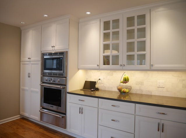 Honed Carrera marble backsplash in Bethlehem Township, NJ kitchen remodel
