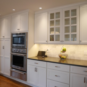 Honed Carrera marble backsplash in Bethlehem Township, NJ kitchen remodel